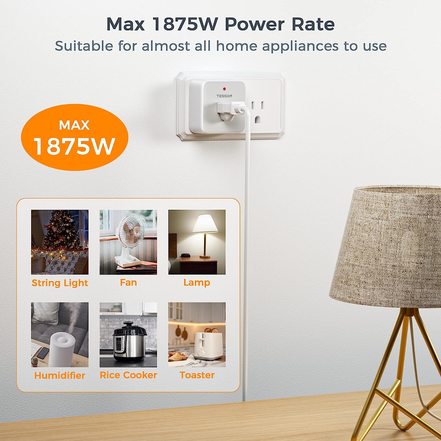 TESSAN Remote Wall Outlet, Wireless Remote Light Switch, 100ft RF Range - Image 4