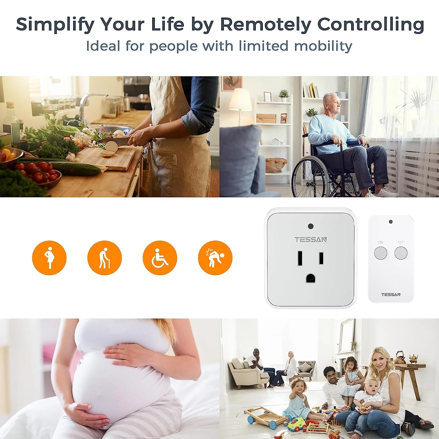 TESSAN Remote Wall Outlet, Wireless Remote Light Switch, 100ft RF Range - Image 6