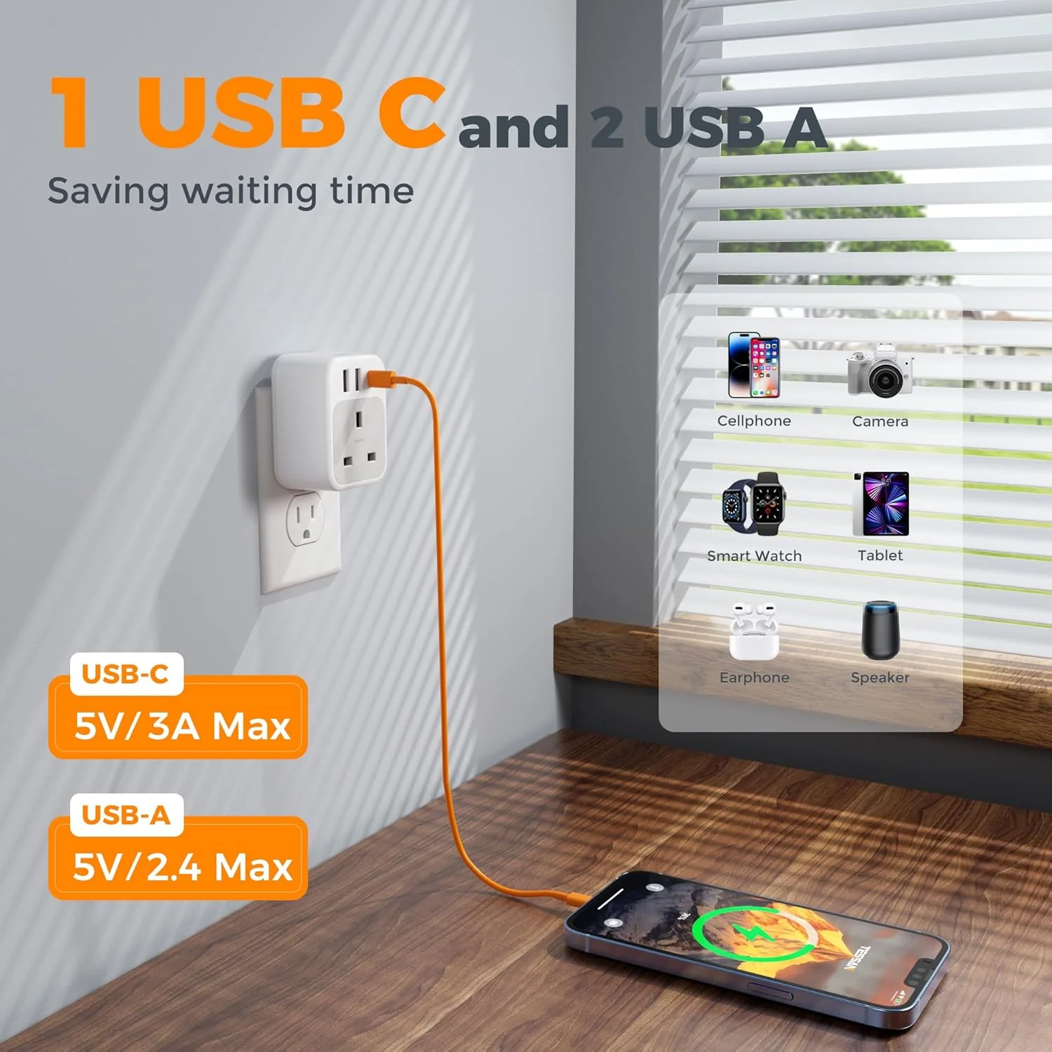 TESSAN UK to US Plug Adapter TA03 - Image 5