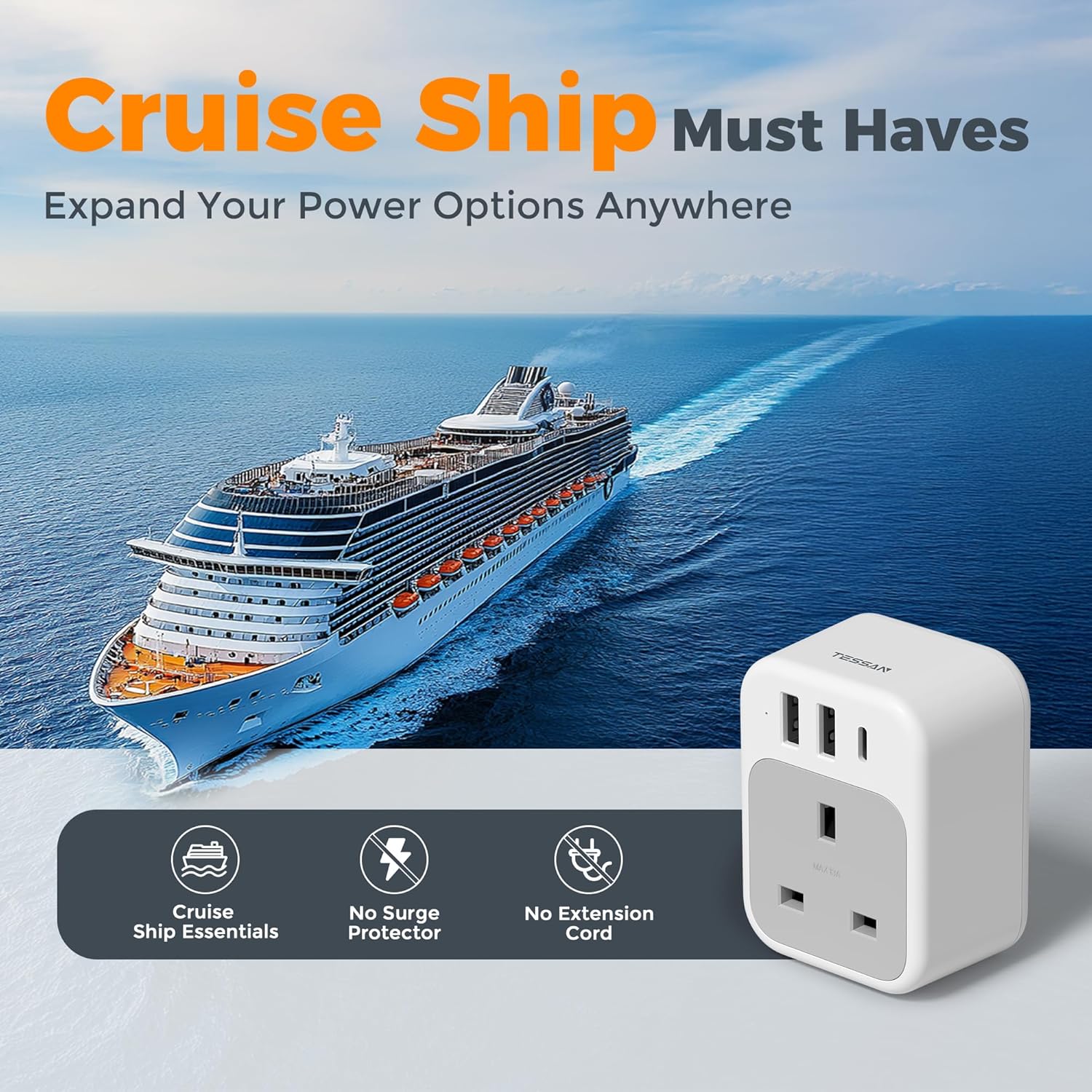 TESSAN UK to US Plug Adapter TA03 - Image 8