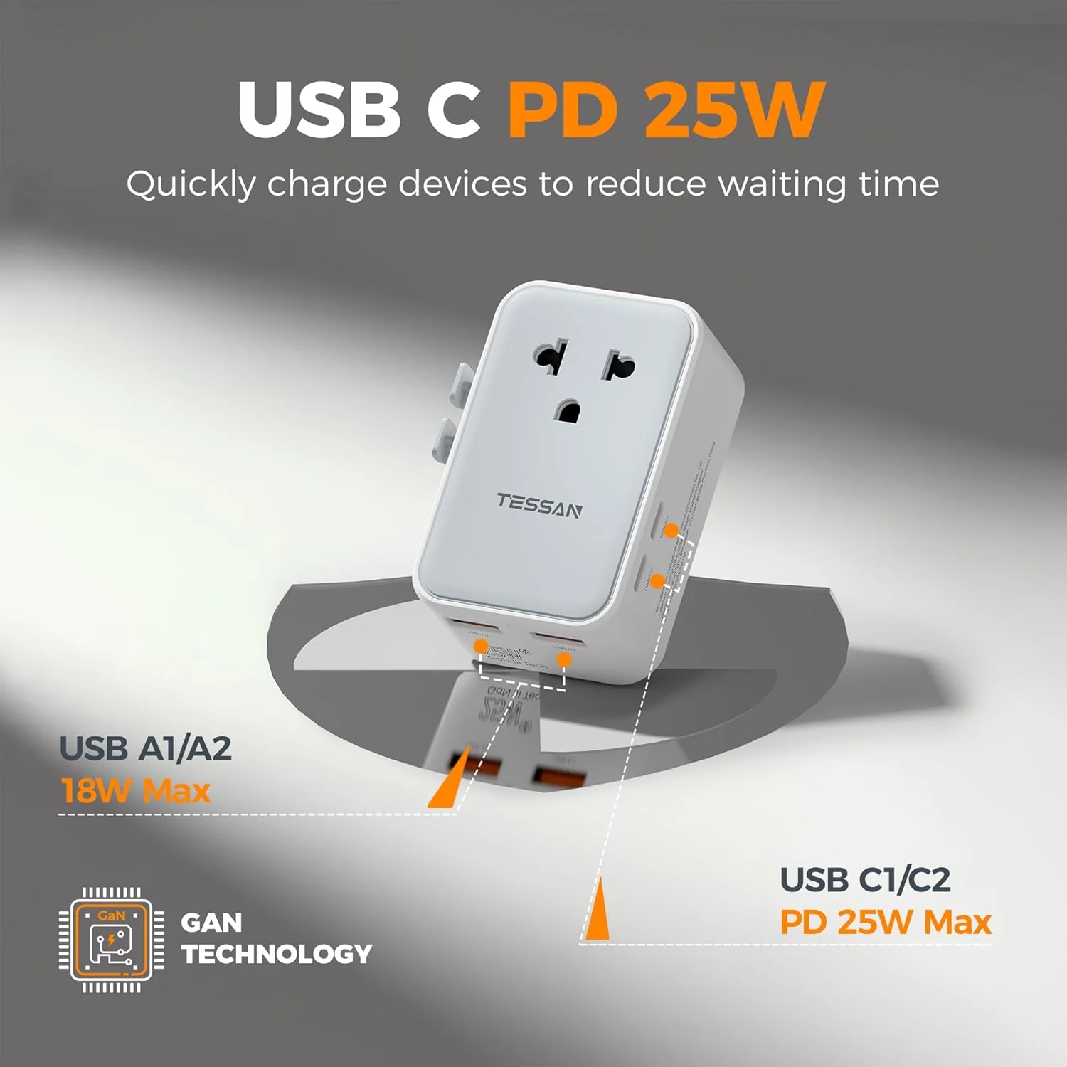 TESSAN Ultra Thin Universal Travel Adapter PD 25W - Image 4