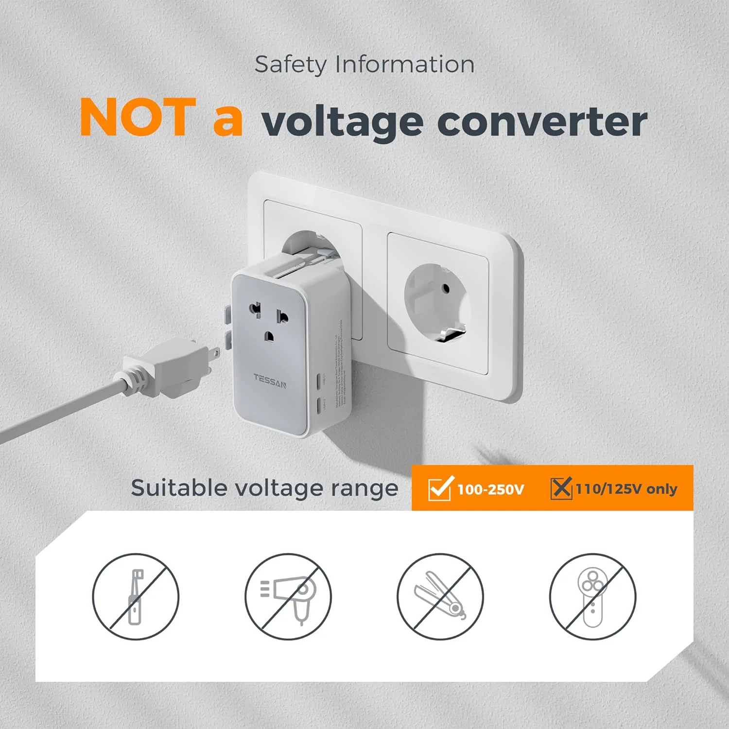 TESSAN Ultra Thin Universal Travel Adapter PD 25W - Image 6