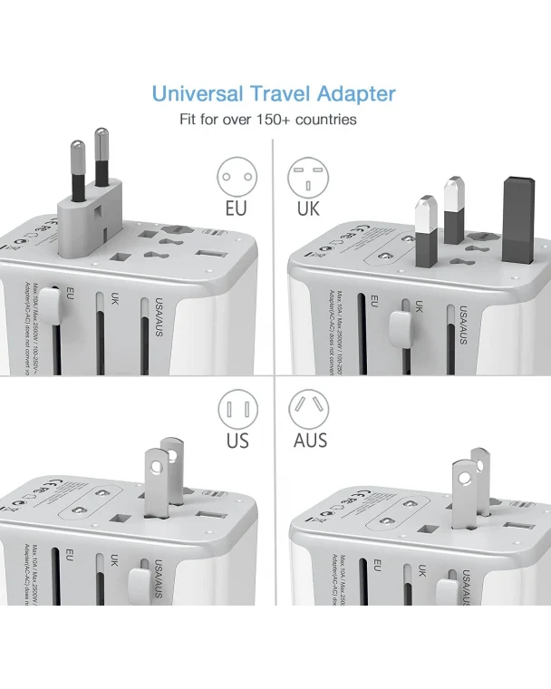 TESSAN International Travel Plug Adaptor with 4 USB Ports PD 17W - Image 3