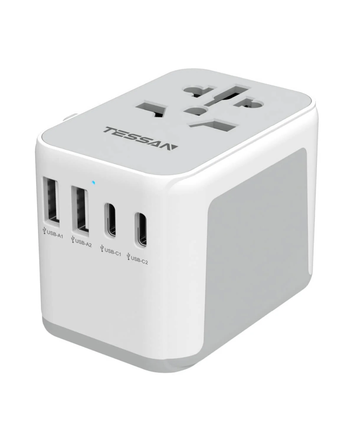 TESSAN Universal Travel Adapter 5 USB Ports - Gray - Image 3