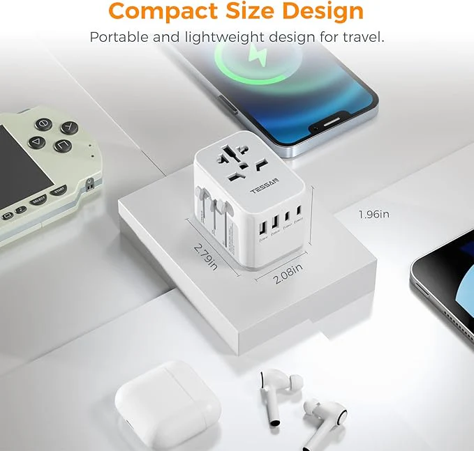 TESSAN Universal Travel Adapter 5 USB Ports - Gray - Image 8