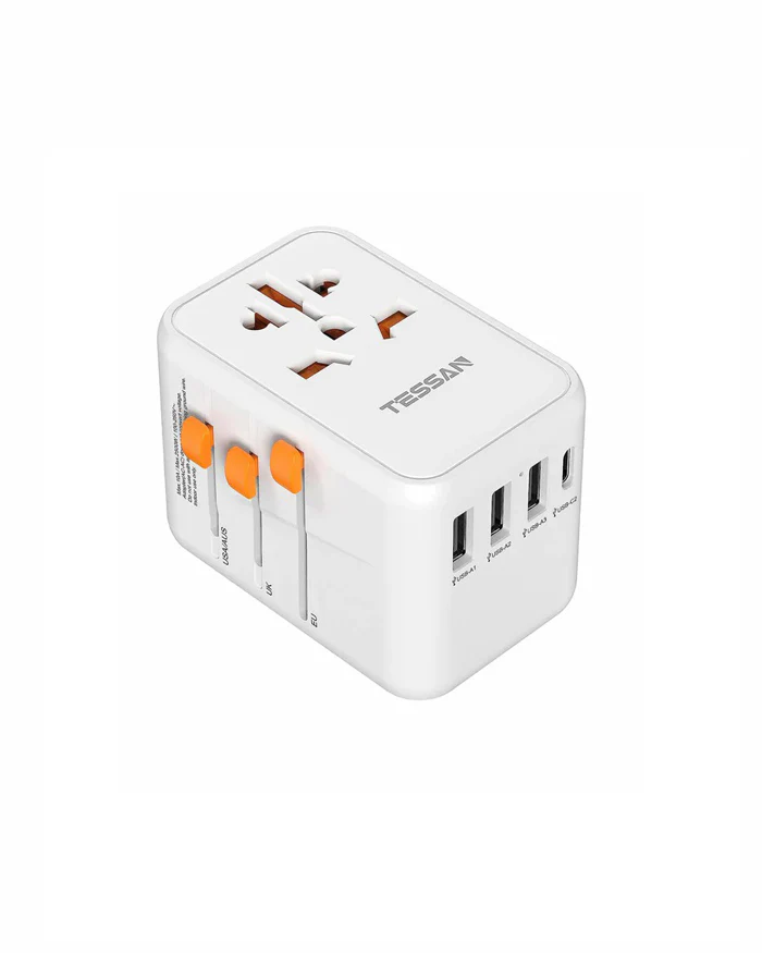 TESSAN GaN Universal Travel Adapter with USB-C - White - Image 9